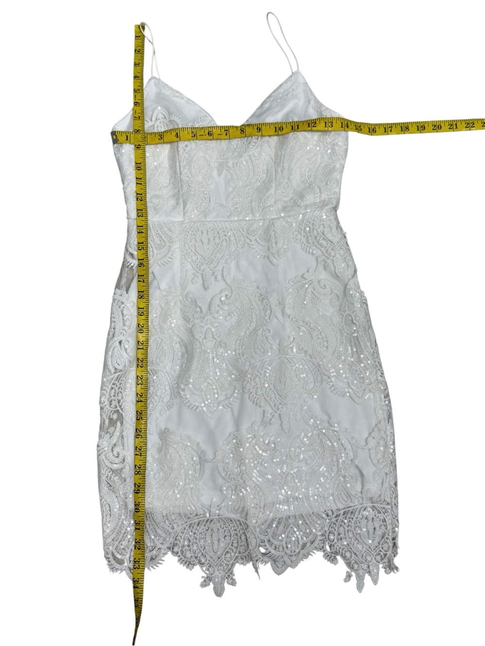Hello Molly Venetian Valerie White Lace Sequin Mini Dress NWT Size S - Picture 8 of 11